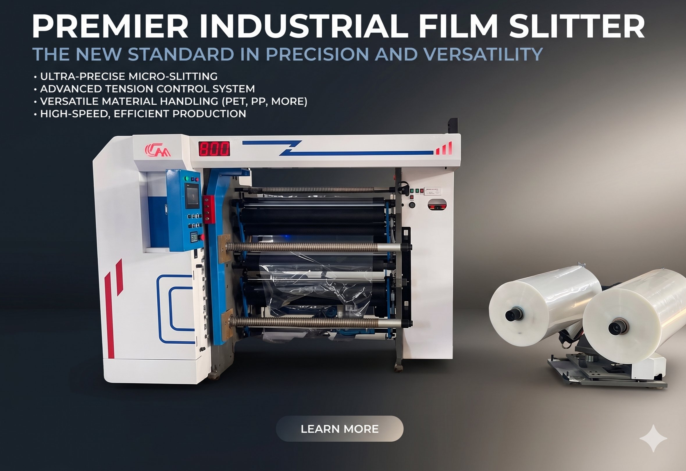Industrial film slitting machine